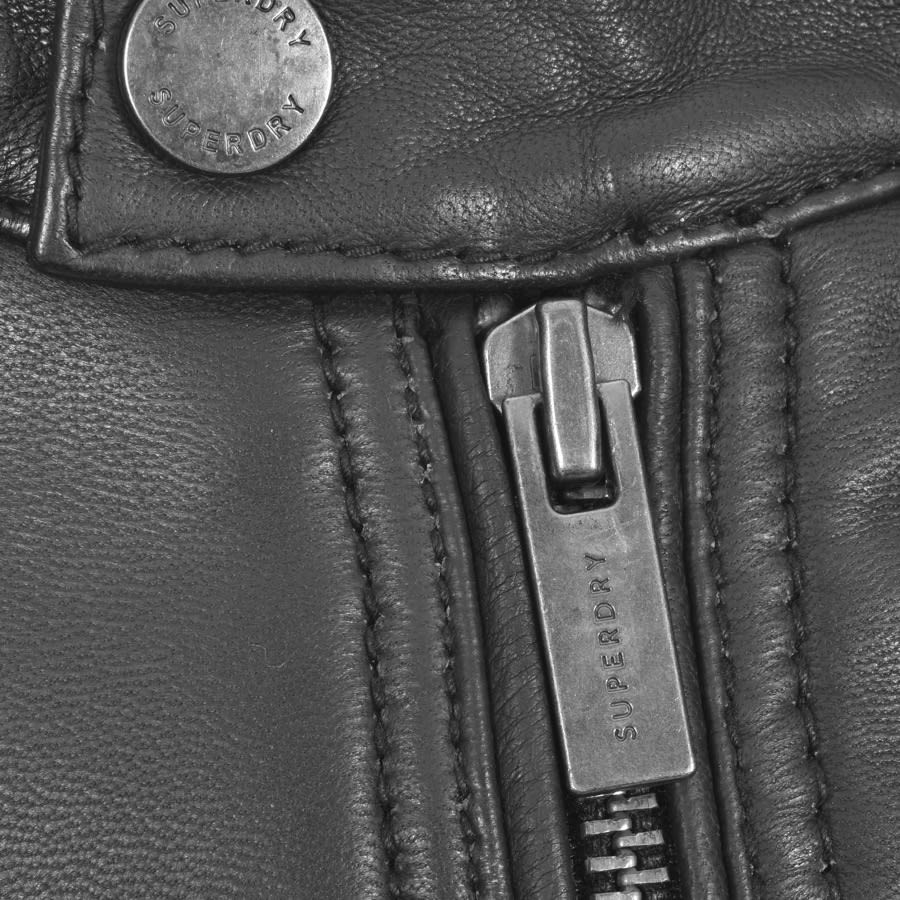 Alternative Image for ProductSuperdry Leather Racer Jacket Black3